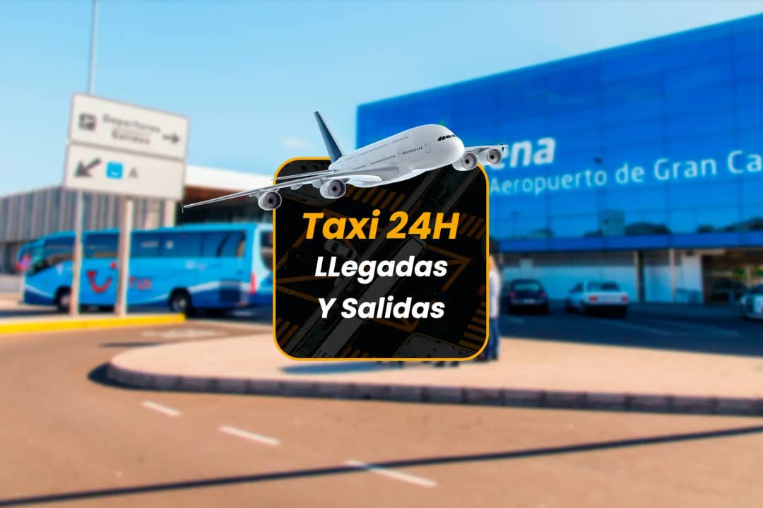 Aeropuerto de Gran Canaria con taxis en la entrada